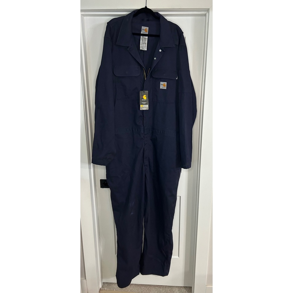 Carhartt FR Traditional Coverall Navy Blue 52 Tall Flame Resistant NEW CAT 2